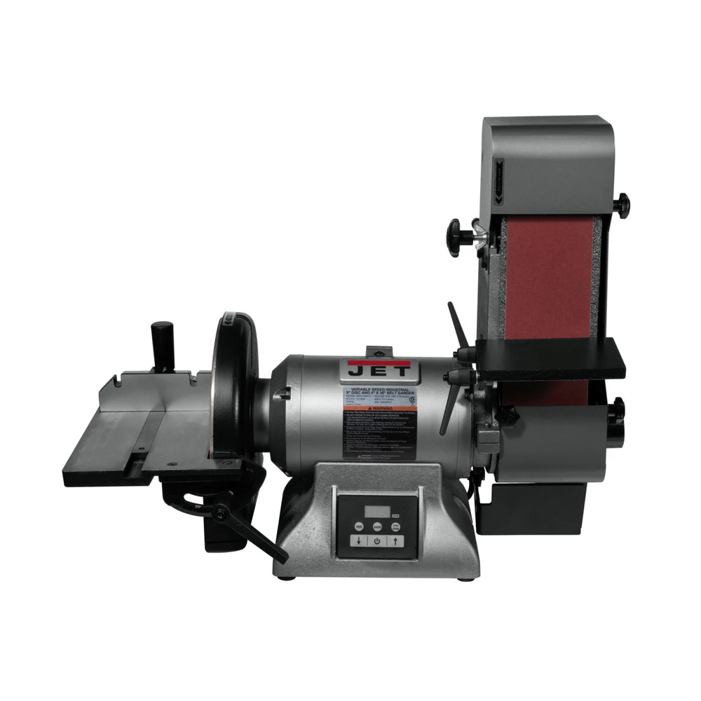 JET 577634 115V 11 Amp Variable Speed Industrial 4 In. X 36 In. Sanding Belt/ 9 In. Corded Disc Grinder 1 JET 577634 115V 11 Amp Variable Speed Industrial 4 In. X 36 In. Sanding Belt/ 9 In. Corded Disc Grinder